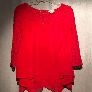 Women’s red Lacey top